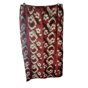 Eddie Bauer 22537 Women's Floral Hawaiian Linen Blend Maxi Wrap Skirt Plus 14